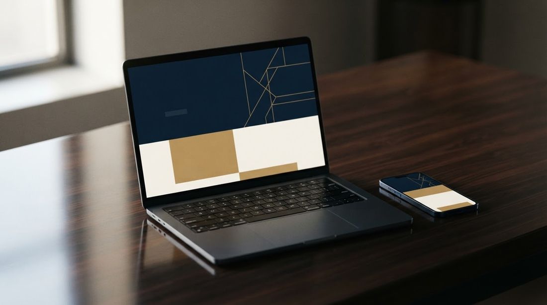 لابتوب وجوال يعرضان تصميم موقع